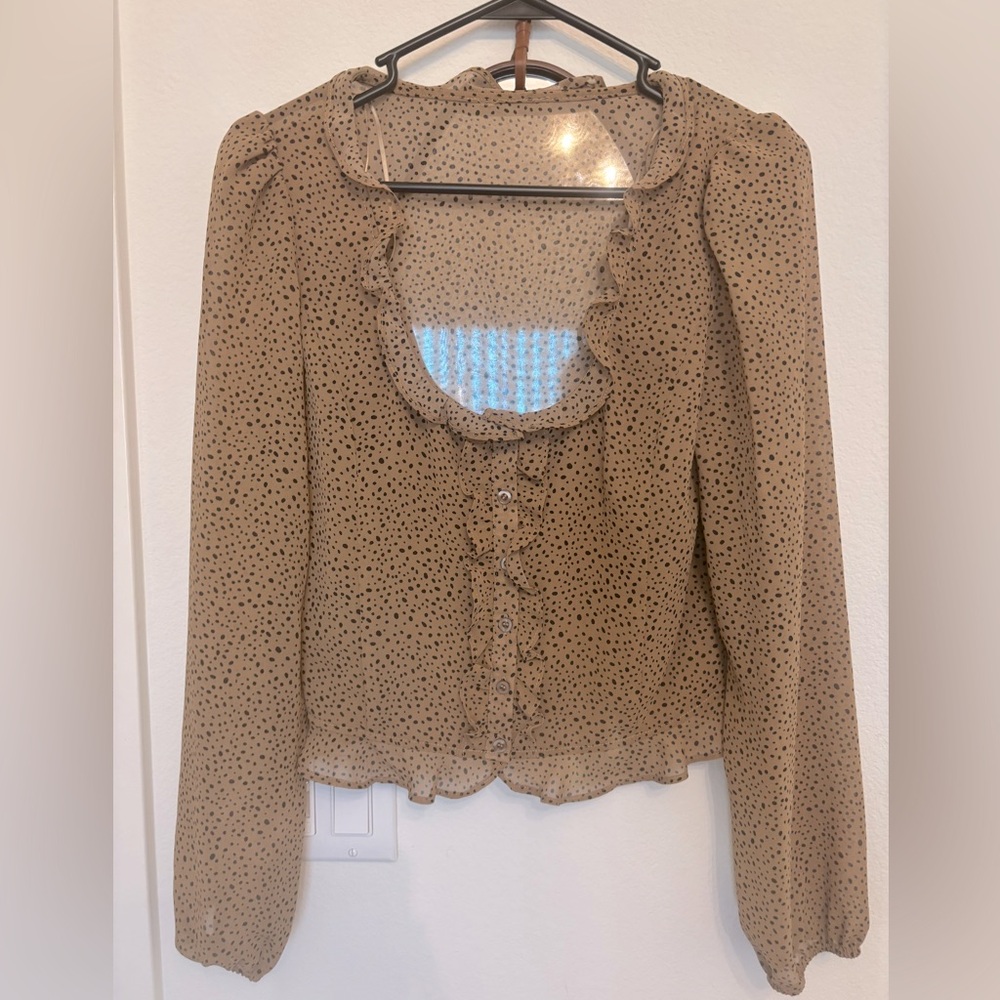 Brown Polka Dot Women's Top